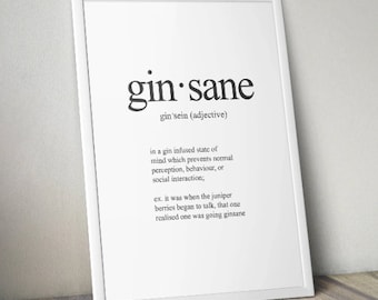 Gin-sane Print (Various Sizes - Print Only - No Frame) by Kooky Prints