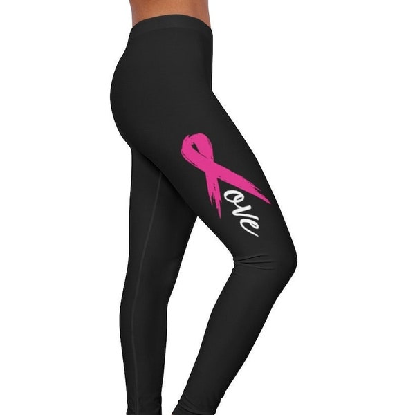 Women's Breast Cancer Awareness Pink Ribbon Printed Leggings for Regular Plus Size