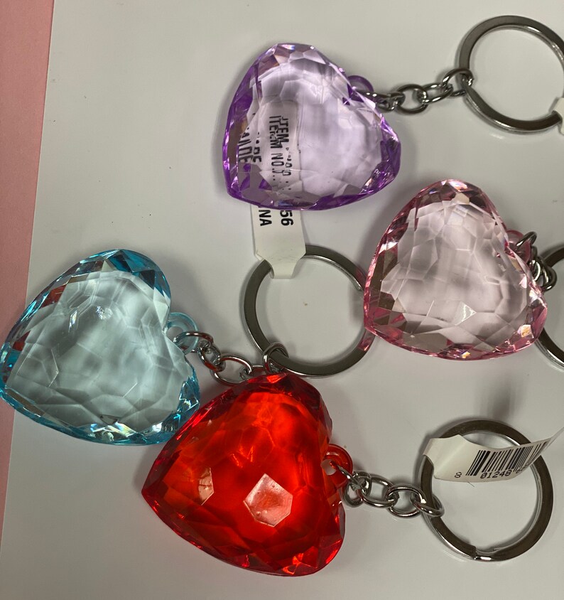 Crystal clear color heart shaped beautiful keychains Etsy