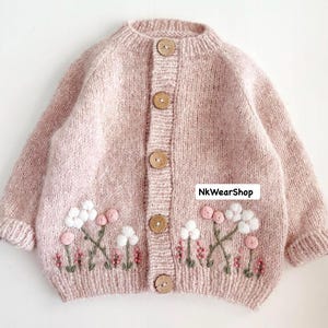 Cardigan for girls, Kids alpaca wool cardigan, Soft hand-knit alpaca wool cardigan with buttons,Girl&#39;s soft natural wool cardigan handmade.