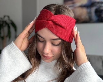Headband made of high-quality Merino wool knitted for women and girls Twist headband made from 100% merino wool
