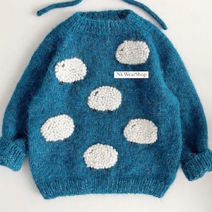Alpaca wool sweater,classic-style baby sweater, knit baby cardigan, kids sweater, knitted alpaca wool clothes, embroidery cardigan Hand-knit