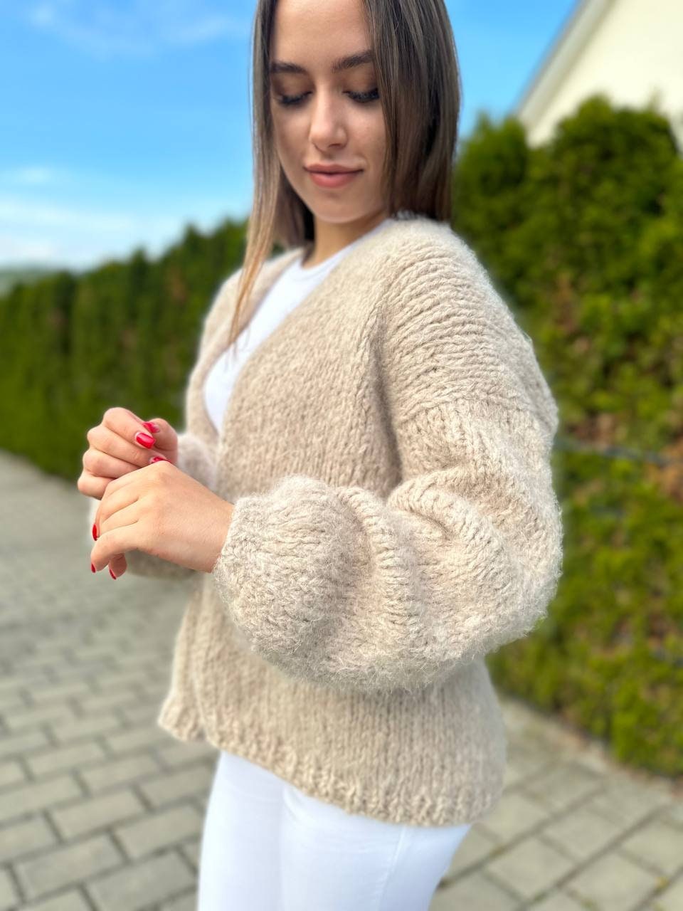 【新品未使用】KAJA MOHAIR KNIT CARDIGAN OVY Printed mohair cardigan Yellow / Orange for Women | Maje