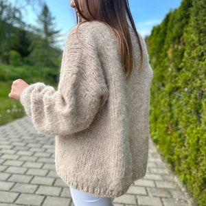 Strickjacke Mohair-Strickjacke Offene Front-Strickjacke Damenkleidung Damen-Strickjacken Stricken Sie Alpaka-wolle klobige Frau Strickjacke Jacke handgestrickt