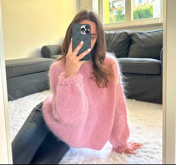 Relaxed Mohair Sweater Hand Knit Pullover Chunky Mohair Jumper Oversized  Knitted Sweater Loose Fit Chunky knit sweater Sexy sweater