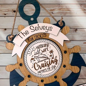 PERSONALIZED Anchor/Wheel Combo Cruise Cabin Door Decor/ Wall Hanging CUSTOM