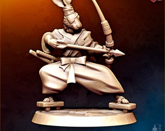 rabbitfolk samurai archer classic  • digital stl for 3d printing• D&D Dungeons and Dragons • Tabletop Gaming •