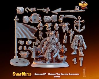 Swapmini 37 -  Hudson 'The Kraken' Ainsworth - pirate   For D&D Dungeons and Dragons • Tabletop Gaming • Wargaming miniatures