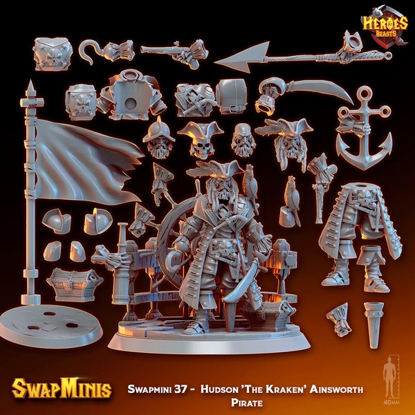 Swapmini 37 - Hudson « The Kraken » Ainsworth - pirate pour D&D Dungeons and Dragons • Jeux de table • Miniatures de jeux de guerre