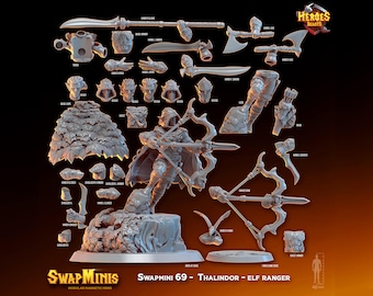 Swapmini 69 -  Thalindor - elf ranger -  For D&D Dungeons and Dragons • Tabletop Gaming • Wargaming miniatures