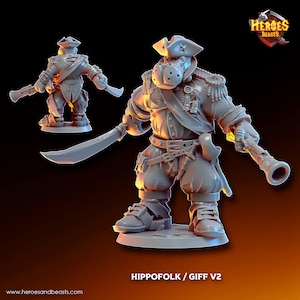 Hippofolk / giff v2 • digital stl for 3d printing• D&D Dungeons and Dragons • Tabletop Gaming •