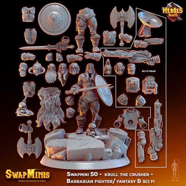 Swapmini 50 -  krull the crusher - Barbarian fighter/ fantasy & sci fi
