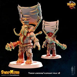 Loxodon - elephant folk v2   -  miniatures • digital stl for 3d printing• D&D Dungeons and Dragons • Tabletop Gaming •
