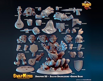 Swapmini 52 -  Salyur Sparklekind -GNOME BARD  -  For D&D Dungeons and Dragons • Tabletop Gaming • Wargaming miniatures