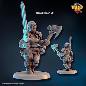 female dwarf v1 ( digital stl file pre supported for 3d printing ) Dungeons and Dragons • Tabletop Gaming •