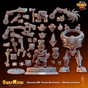 Swapmini 28- Poros Shortboot - Gnome artificer ( digital stl file for 3d printing ) D&D Dungeons and Dragons • Tabletop Gaming • miniatures