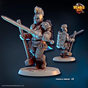 female dwarf v2( digital stl file pre supported for 3d printing ) Dungeons and Dragons • Tabletop Gaming •