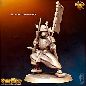 rabbitfolk samurai warrior classic  • digital stl for 3d printing• D&D Dungeons and Dragons • Tabletop Gaming •