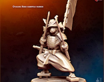 Rabbitfolk Samurai Krieger Klassiker • digitales Stl für 3D Druck • D&D Dungeons and Dragons • Tabletop Gaming •