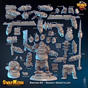 Swapmini 54 - Gogrok - Ogre/cyklop - (digital stl-fil för 3D-utskrift) D&D Dungeons and Dragons • Bordspel • Krigsspelsminiatyrer