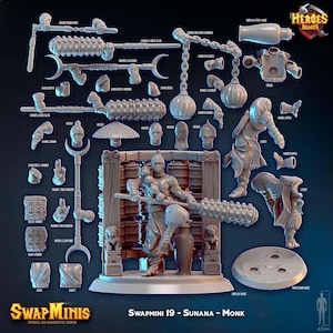 Swapmini 19 - Sunana - Monk ( digital stl file for 3d printing )   For D&D Dungeons and Dragons • Tabletop Gaming • Wargaming miniatures