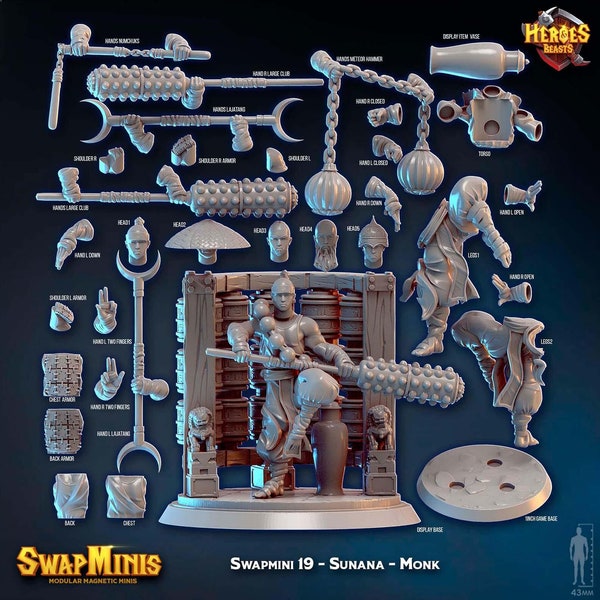 Swapmini 19 - Sunana - Moine pour D&D Dungeons and Dragons • Jeux sur table • Miniatures pour jeux de guerre