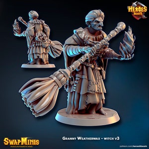 Witch Miniature v3 • digital stl for 3d printing• D&D Dungeons and Dragons • Tabletop Gaming •