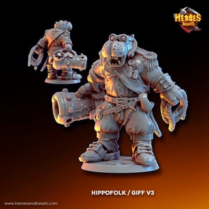 Hippofolk / giff v3 • digital stl for 3d printing• D&D Dungeons and Dragons • Tabletop Gaming •