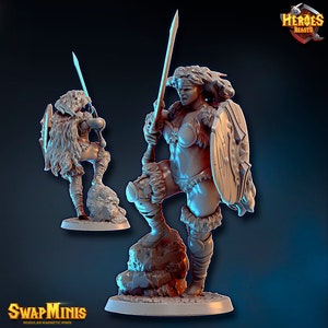 Female barbarian conan style  - DND   miniatures • digital stl for 3d printing• D&D Dungeons and Dragons • Tabletop Gaming •