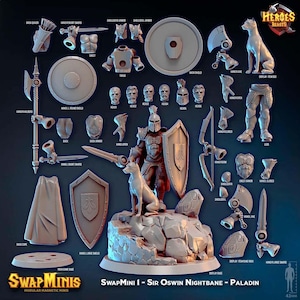 Swapmini 1 - Paladin -Sir Oswin Nightbane  ( digital stl file for 3d printing ) -  For D&D Dungeons and Dragons • Tabletop Gaming