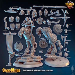 Swapmini 18 - Hephelos - centaur  ( digital stl file for 3d printing )  For D&D Dungeons and Dragons • Tabletop Gaming • Wargaming