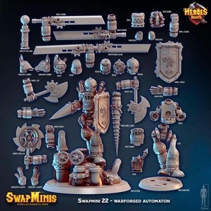 Swapmini 22 - warforged automaton  ( digital stl file for 3d printing )  For D&D Dungeons and Dragons • Tabletop Gaming •  miniatures