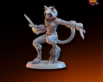 Female tabaxi v3 • digital stl for 3d printing• D&D Dungeons and Dragons • Tabletop Gaming •