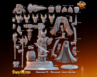 Swapmini 71 -  Malakar - male tielfing -  For D&D Dungeons and Dragons • Tabletop Gaming • Wargaming miniatures