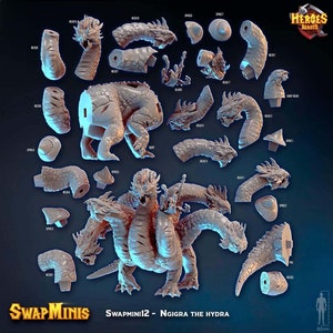 Swapmini 12 - Ngigra the hydra  ( digital stl file for 3d printing ) For D&D Dungeons and Dragons • modular