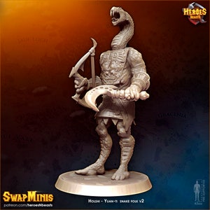 Yuan-ti  snake folk v2 • digital stl for 3d printing• D&D Dungeons and Dragons • Tabletop Gaming •
