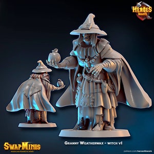 Witch Miniature v1 • digital stl for 3d printing• D&D Dungeons and Dragons • Tabletop Gaming •