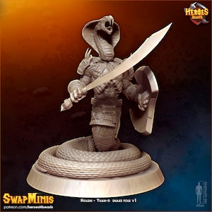 Yuan-ti  snake folk v1 • digital stl for 3d printing• D&D Dungeons and Dragons • Tabletop Gaming •