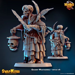 Witch Miniature v4 • digital stl for 3d printing• D&D Dungeons and Dragons • Tabletop Gaming •