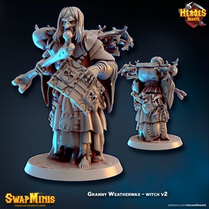 Witch Miniature v2 • digital stl for 3d printing• D&D Dungeons and Dragons • Tabletop Gaming •