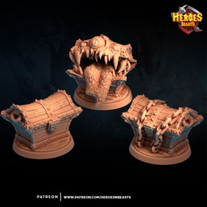 treasure chest MIMIC and chest + chains DND  miniatures For D&D Dungeons and Dragons • Tabletop Gaming • Wargaming miniatures