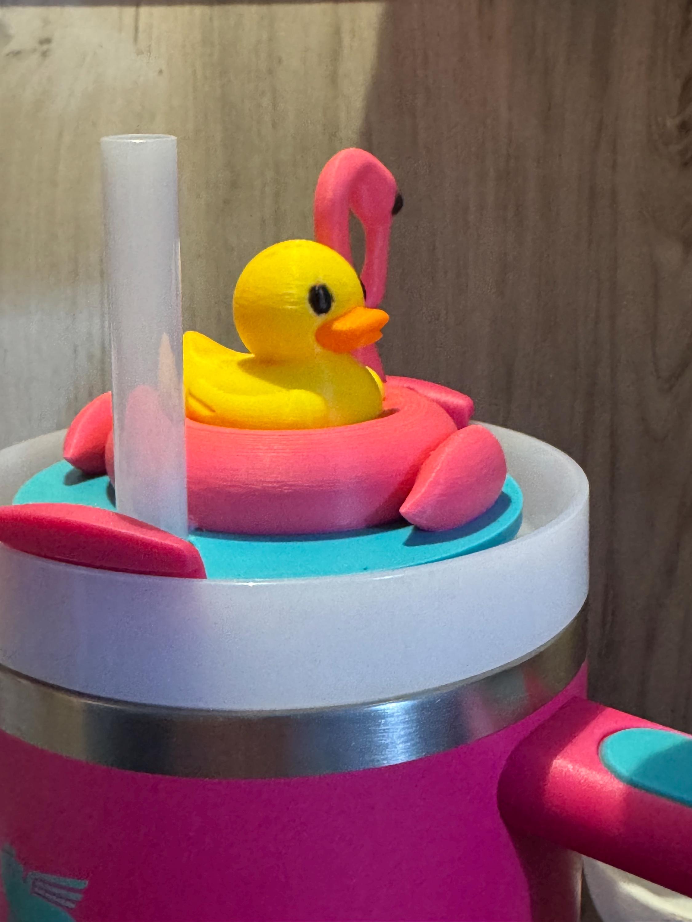 3D Printed Cute Duck in Flamingo Float Tumbler Topper | Straw Topper ...