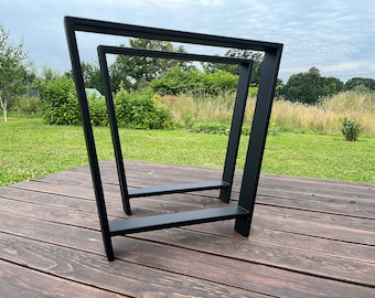 Trapezförmige Tischbeine aus Stahl: Industrieller Esstisch (2er Set), Handgefertigte Tischbeine aus Metall, N164