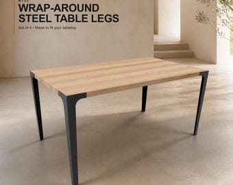 Wrap-Around Steel Table Legs, Set of 4, Custom-Fit Dining Table or Bench Legs, N133