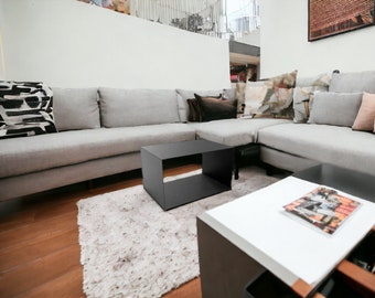 Metal Side Table with Storage: Minimalist Industrial Furniture, C2