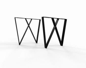 Pés de mesa modernos em metal com formato em W – Resistentes e robustos | Cores RAL personalizadas disponíveis, N198