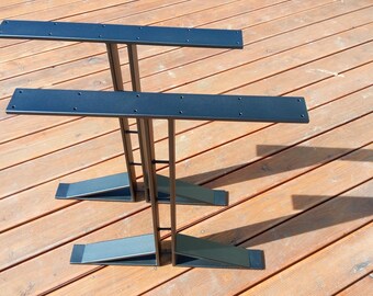 I-Shaped Metal Table Legs: Industrial Dining Table Set of 2, N242