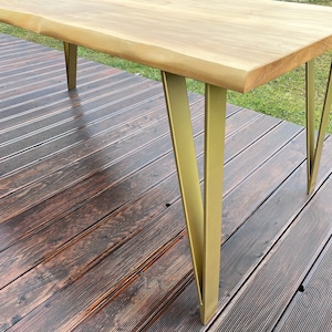 Golden Metal Table Legs, Set of 4, Hairpin Legs, Furniture Legs, Reclaimed Wood Table, Desk Legs, Industrial Table, Gift for him her, N136