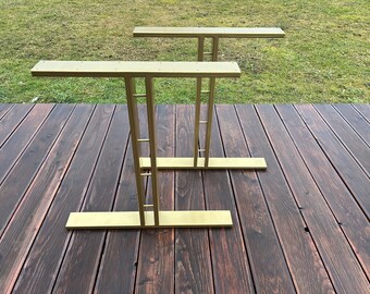 Golden I-Shape Table Legs: Metal Dining Table Base, Set of 2