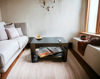 Metal Side Table with Storage: Industrial Minimalist Style, C1